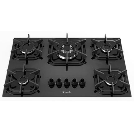 Cooktop Mueller Tripla Chama 5 Bocas Bivolt - Preto