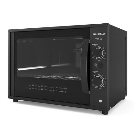 Forno Elétrico Nardelli TOP60 60L 1750W com Grelha e Função Dourar Preto - 127V Forno Elétrico Nardelli TOP60 60L 1750W com Grelha e Função Dourar Preto - 127V