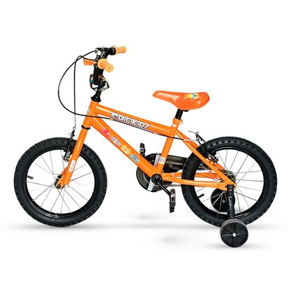 Bicicleta Infantil Bicikids Aro 16 com Rodinhas - Laranja