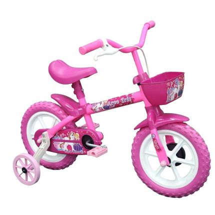 Bicicleta Infantil TK3 Arco-íris Aro 12 com Cestinha e Rodinhas - Rosa Bicicleta Infantil TK3 Arco-íris Aro 12 com Cestinha e Rodinhas - Rosa