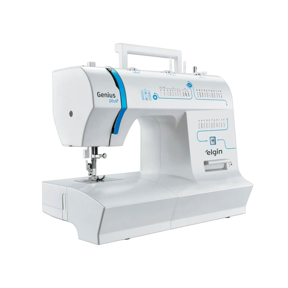 Máquina de Costura Elgin Genius Plus JX-4035 700 RPM Branca/Azul