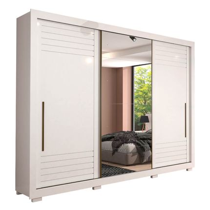 Guarda Roupa Panan Vitória 3 Portas com Espelho 100% MDF - Branco Guarda Roupa Panan Vitória 3 Portas com Espelho 100% MDF - Branco