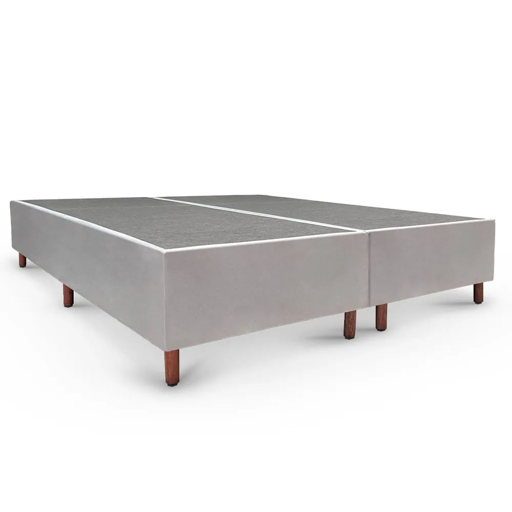Base Box Casal Queen Tozatto Uni Naturale 158x198x26cm Tecido Rústico/Cinza