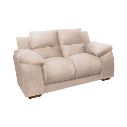 Sofá Estofar Luna 2 lugares com Tecido Veludo - Bege Sofá Estofar Luna 2 lugares com Tecido Veludo - Bege
