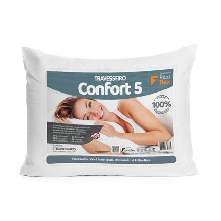 Travesseiro Faiberflex Confort-5 de Fibra de Poliéster Siliconizada - Branco Travesseiro Faiberflex Confort-5 de Fibra de Poliéster Siliconizada - Branco