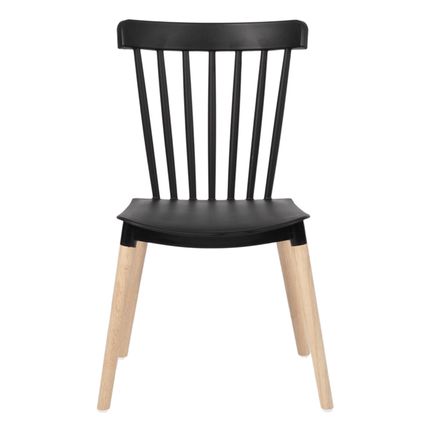 Cadeira de Plástico Elomio 80042E-BULK com Pés em Madeira - Preto Cadeira de Plástico Elomio 80042E-BULK com Pés em Madeira - Preto