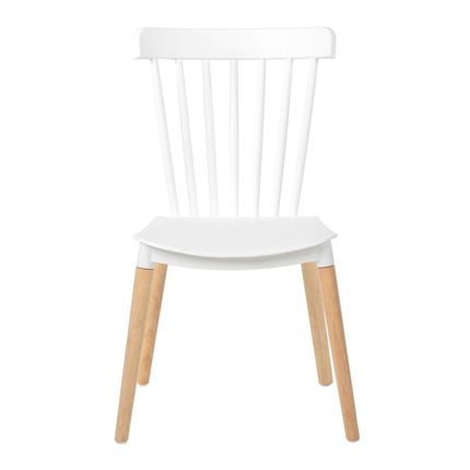 Cadeira de Plástico Elomio 80042E-BULK com Pés em Madeira - Branco Cadeira de Plástico Elomio 80042E-BULK com Pés em Madeira - Branco