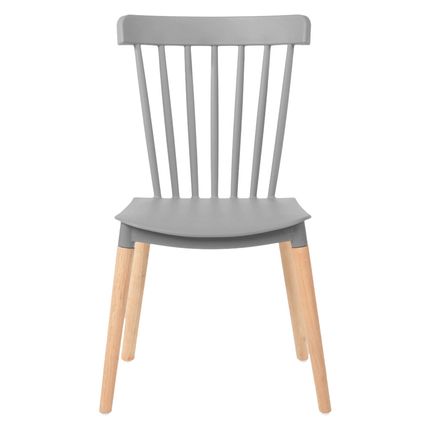 Cadeira de Plástico Elomio 80042E-BULK com Pés em Madeira - Cinza Cadeira de Plástico Elomio 80042E-BULK com Pés em Madeira - Cinza