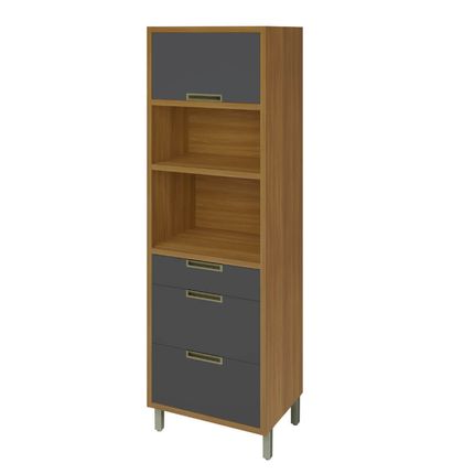 Paneleiro Imperatriz Nesher com Nicho Forno Duplo - Freijó/Grafite Paneleiro Imperatriz Nesher com Nicho Forno Duplo - Freijó/Grafite