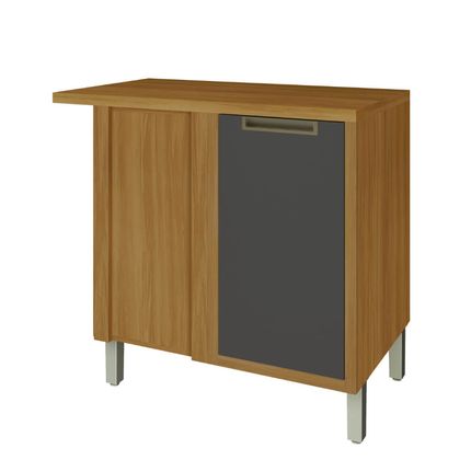 Balcão de Canto Imperatriz Nesher com Porta - Freijó/Grafite Balcão de Canto Imperatriz Nesher com Porta - Freijó/Grafite