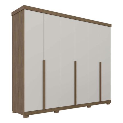 Guarda Roupa Panan Guarapari 6 Portas com Pés 100% MDF - Avelã/Off White Guarda Roupa Panan Guarapari 6 Portas com Pés 100% MDF - Avelã/Off White