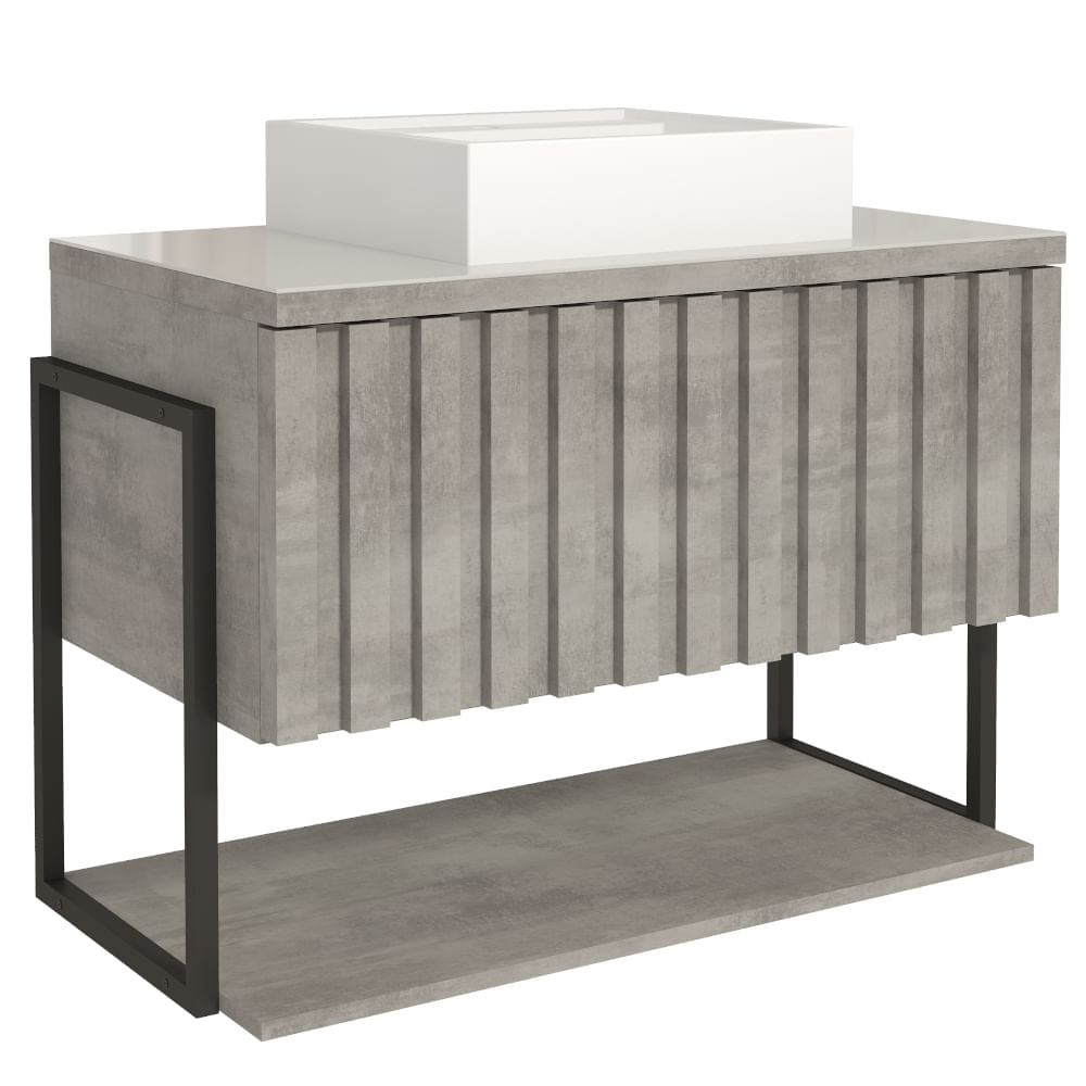 Gabinete Havaí MGM 80cm Metalon para Banheiro - Cimento
