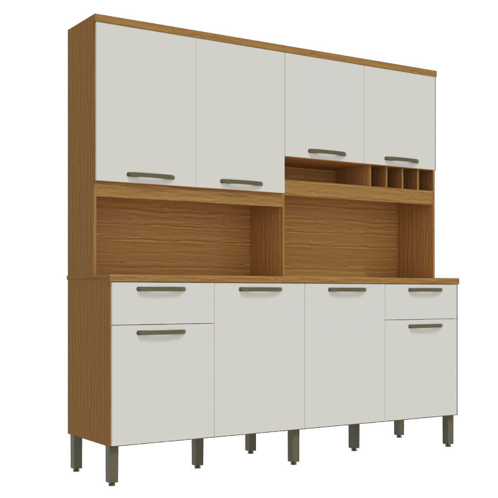 Cozinha Compacta Ronipa Cabernet Prime com Nicho Adega - Amêndoa/Off White