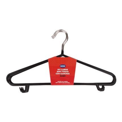 Kit Cabides Adulto Mor Soft Touch 6 unidades Aço com gancho - Preto Kit Cabides Adulto Mor Soft Touch 6 unidades Aço com gancho - Preto