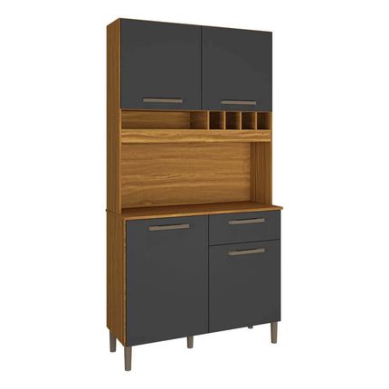 Cozinha Compacta Ronipa Pinot 4 Portas - Amêndoa/Chumbo Cozinha Compacta Ronipa Pinot 4 Portas - Amêndoa/Chumbo