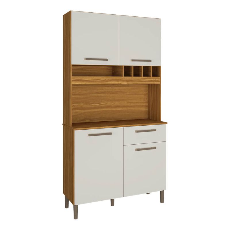 Cozinha Compacta Ronipa Pinot 4 Portas Amendoa Off White - Moveis
