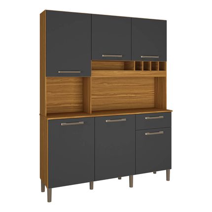 Cozinha Compacta Ronipa Pinot 6 Portas - Amêndoa/Chumbo Cozinha Compacta Ronipa Pinot 6 Portas - Amêndoa/Chumbo