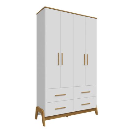 Guarda Roupa Peroba Guti Infantil 4 Portas - Branco/Amêndoa Guarda Roupa Peroba Guti Infantil 4 Portas - Branco/Amêndoa
