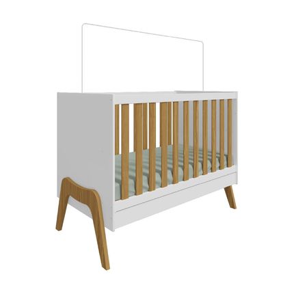 Berço Peroba Guti Retrô 5 em 1 - Branco/Amêndoa Berço Peroba Guti Retrô 5 em 1 - Branco/Amêndoa