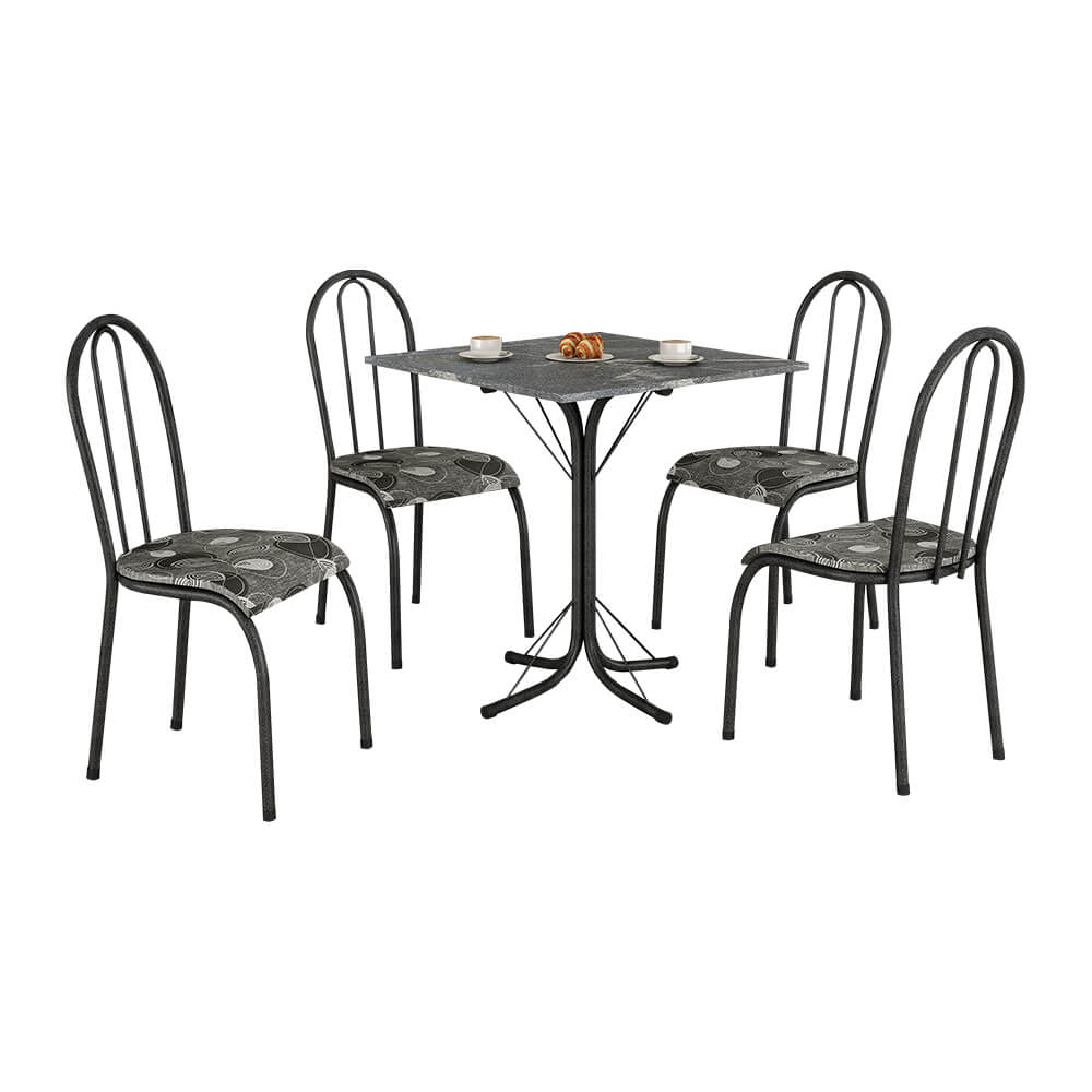 Conjunto de Mesa Nobre Granito Rubi 70cm com 4 Cadeiras