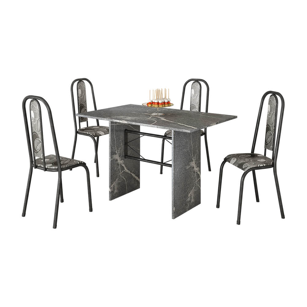 Conjunto de Mesa Nobre Granito Topázio 120cm com 4 Cadeiras