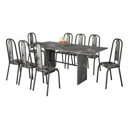 Conjunto de Mesa Nobre Granito Topázio 180cm com 8 Cadeiras