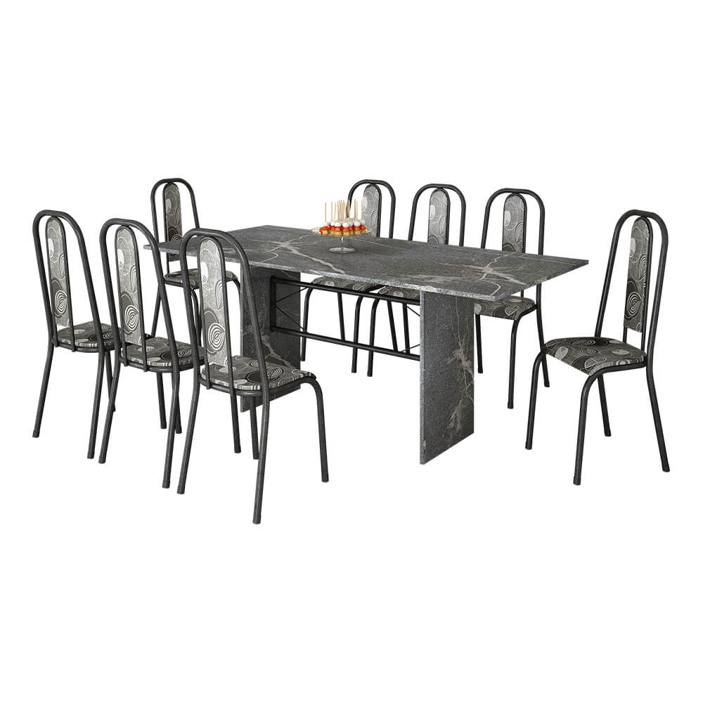 Conjunto de Mesa Nobre Granito Topázio 180cm com 8 Cadeiras
