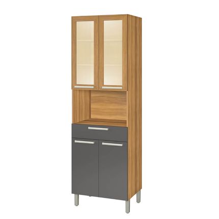 Paneleiro Nesher Burguesa Premium com Portas de Vidro Reflecta - Freijó/Grafite Paneleiro Nesher Burguesa Premium com Portas de Vidro Reflecta - Freijó/Grafite