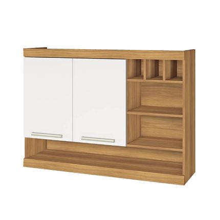 Armário Aéreo Nesher Burguesa Premium 120cm com Adega - Freijó/Branco Armário Aéreo Nesher Burguesa Premium 120cm com Adega - Freijó/Branco