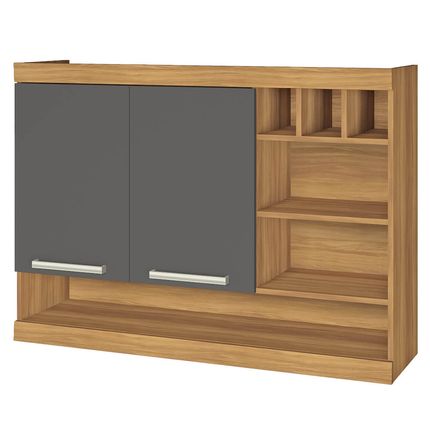 Armário Aéreo Nesher Burguesa Premium 120cm com Adega - Freijó/Grafite Armário Aéreo Nesher Burguesa Premium 120cm com Adega - Freijó/Grafite