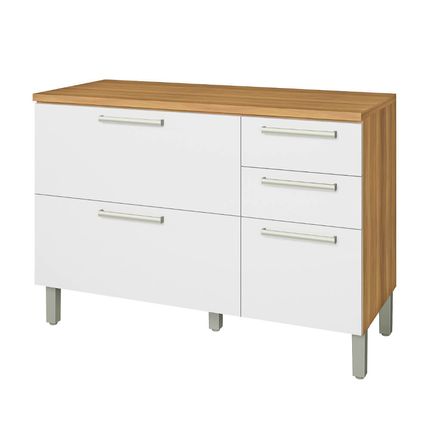 Balcão Nesher Burguesa Premium 120cm com Gaveta Organizadora - Freijó/Branco Balcão Nesher Burguesa Premium 120cm com Gaveta Organizadora - Freijó/Branco