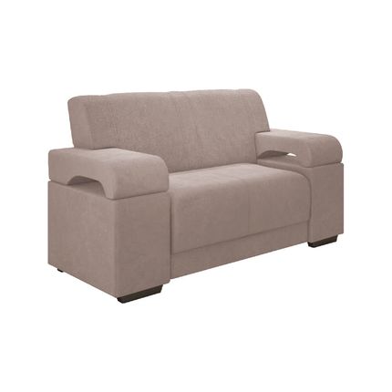 Sofá Estofar Atlanta 2 lugares com Tecido Veludo - Bege Sofá Estofar Atlanta 2 lugares com Tecido Veludo - Bege