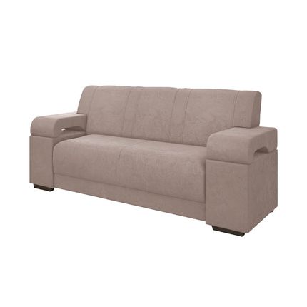 Sofá Estofar Atlanta 3 lugares com Tecido Veludo - Bege Sofá Estofar Atlanta 3 lugares com Tecido Veludo - Bege