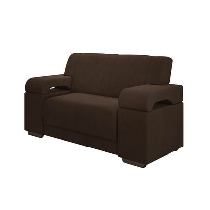 Sofá Estofar Atlanta 2 lugares com Tecido Veludo - Marrom escuro Sofá Estofar Atlanta 2 lugares com Tecido Veludo - Marrom escuro