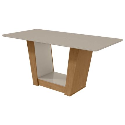 Mesa Lopas Apogeu 170x90cm com Tampo de Vidro - Amêndoa/Off White Mesa Lopas Apogeu 170x90cm com Tampo de Vidro - Amêndoa/Off White