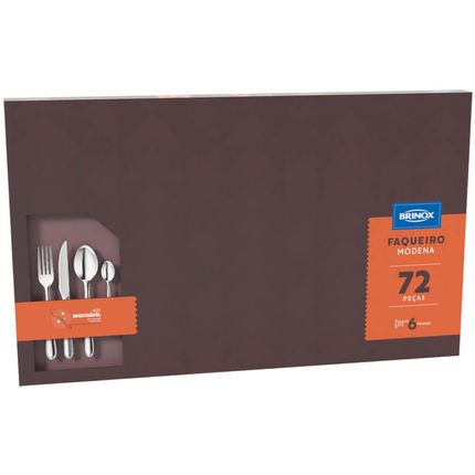 Faqueiro Módena Brinox 72 peças em Aço inox Faqueiro Módena Brinox 72 peças em Aço inox