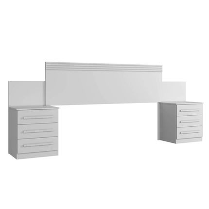 Cabeceira para Casal Extensiva Império Benetil com Gavetas - Branco Cabeceira para Casal Extensiva Império Benetil com Gavetas - Branco
