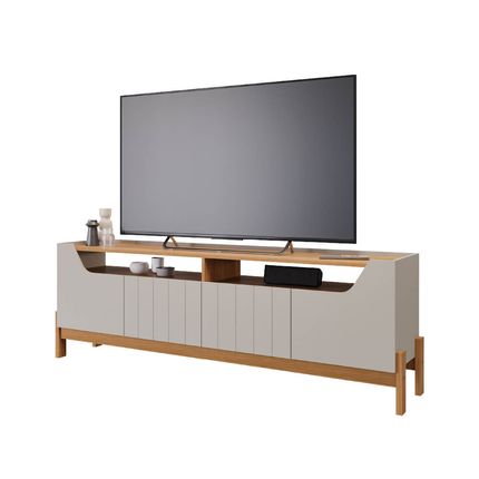 Bancada Moema Permobili com Nichos e Portas - Off White/Nature Bancada Moema Permobili com Nichos e Portas - Off White/Nature