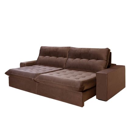 Sofá Retrátil e Reclinável 230cm Idealle Guriri D28 com Molas e Tecido Veludo - Ferrugem Sofá Retrátil e Reclinável 230cm Idealle Guriri D28 com Molas e Tecido Veludo - Ferrugem