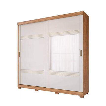 Guarda Roupas Panan Blumenau 2 Portas e Espelho - Cinamomo/Off White Guarda Roupas Panan Blumenau 2 Portas e Espelho - Cinamomo/Off White