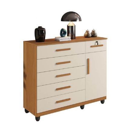 Cômoda Benetil Milão com 6 Gavetas - Cinamomo/Off White Cômoda Benetil Milão com 6 Gavetas - Cinamomo/Off White