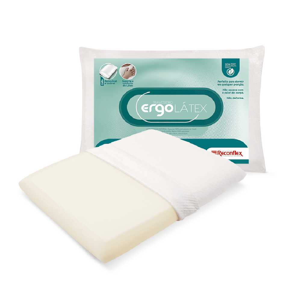 Travesseiro Ergolátex Reconflex 12cm com Espuma Poliuretano HR - Branco