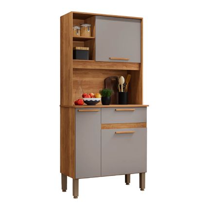 Cozinha Compacta Sallêto Lia 3 Portas e 1 Gaveta - Cinamomo/Off White Cozinha Compacta Sallêto Lia 3 Portas e 1 Gaveta - Cinamomo/Off White