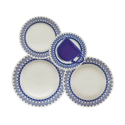 Aparelho de Jantar Biona 30 peças Donna Grécia - Azul/Marfim/Off White Aparelho de Jantar Biona 30 peças Donna Grécia - Azul/Marfim/Off White