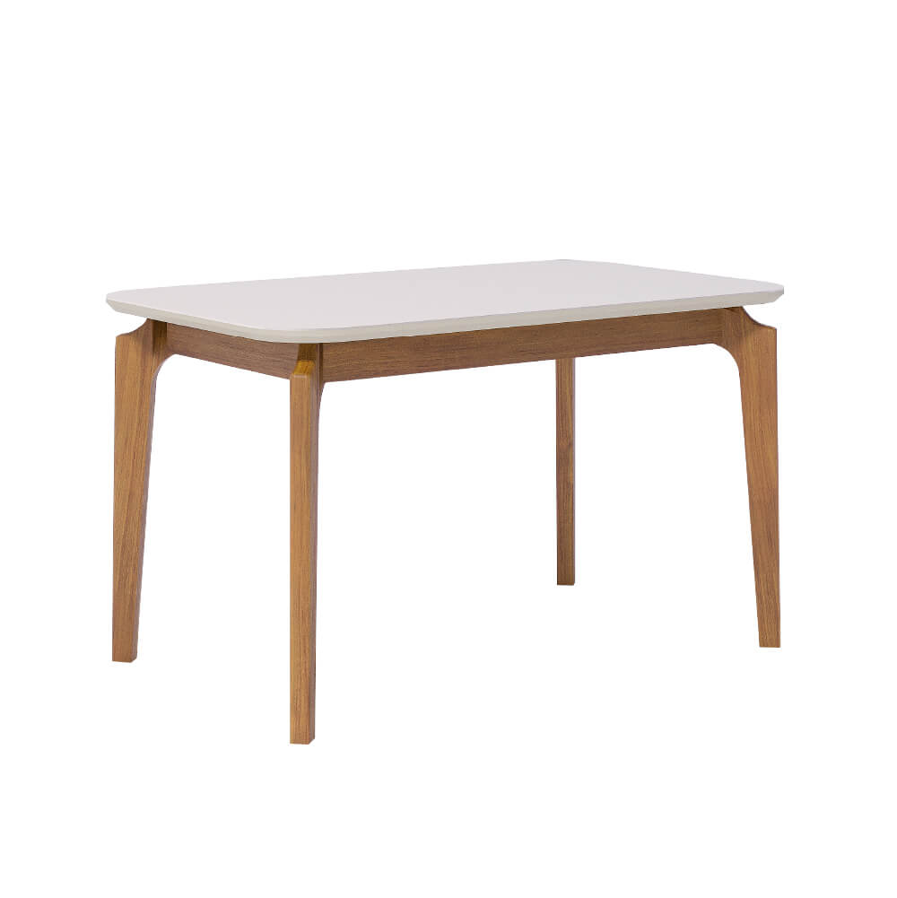 Mesa Cimol Ficus Natuame 130x80cm em Madeira com Tampo de Vidro - Madeira/Off White