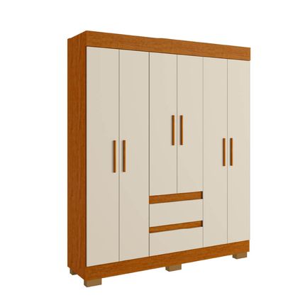 Guarda Roupa ACP Maya 6 Portas com Pés - Cinamomo/Off White Guarda Roupa ACP Maya 6 Portas com Pés - Cinamomo/Off White