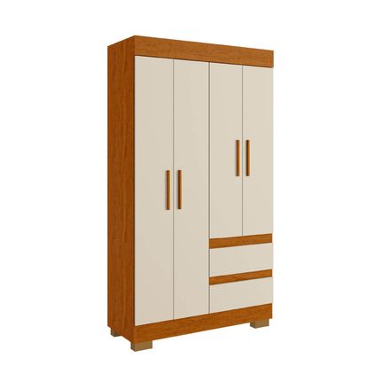 Guarda Roupa ACP Maya 4 Portas com Pés - Cinamomo/Off White Guarda Roupa ACP Maya 4 Portas com Pés - Cinamomo/Off White
