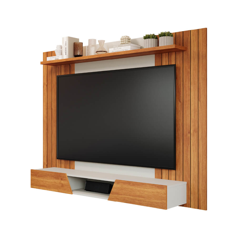 Painel Permóbili Santiago para TV até 70'' com Basculantes - Cinamomo/Off White