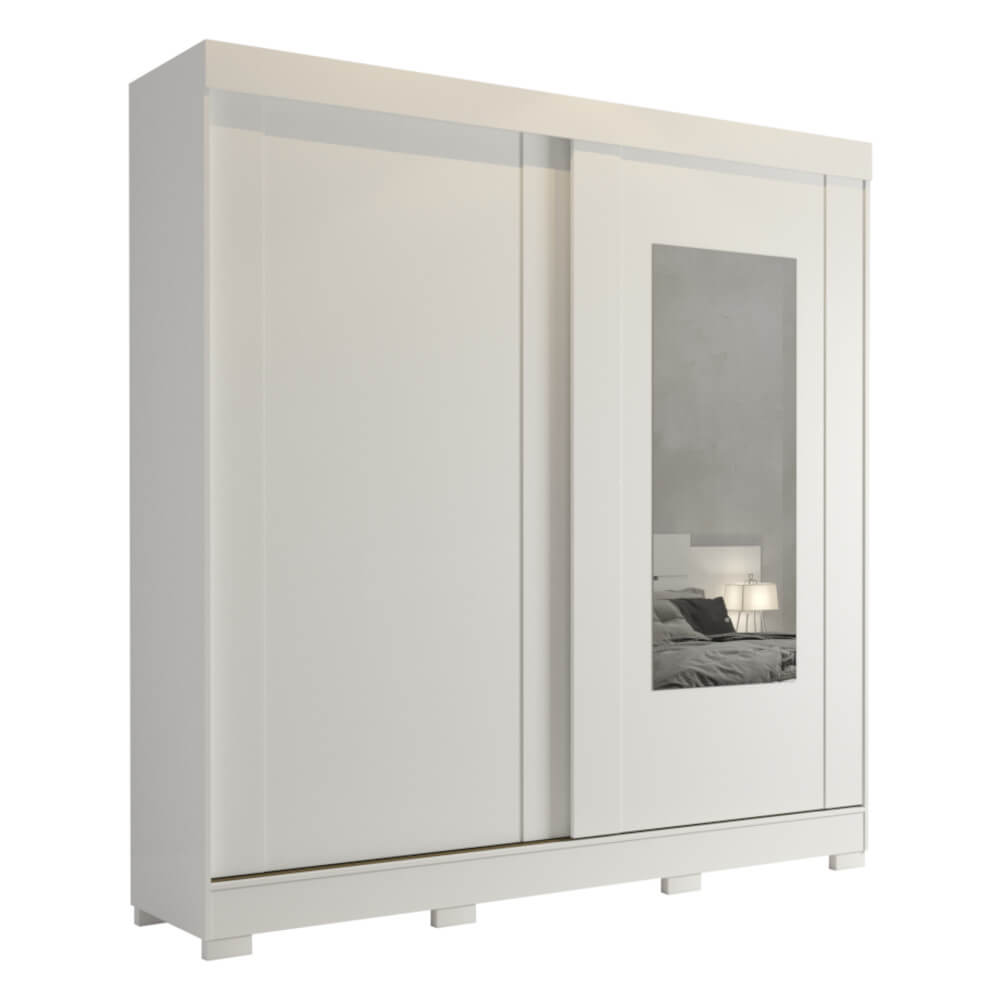 Guarda Roupa Panan Ilhéus 2 Portas com Espelho 100% MDF - Branco