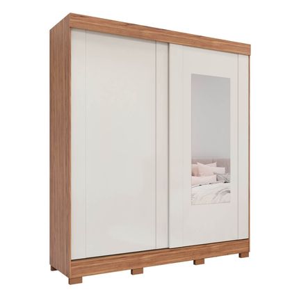 Guarda Roupa Panan Ilhéus 2 Portas com Espelho 100% MDF - Cinamomo/Off White Guarda Roupa Panan Ilhéus 2 Portas com Espelho 100% MDF - Cinamomo/Off White